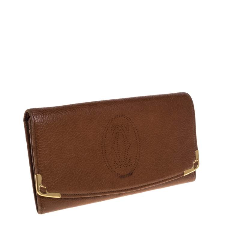 مملوكة مسبقًا Cartier Brown Leather Marcello de Cartier Flap Wallet