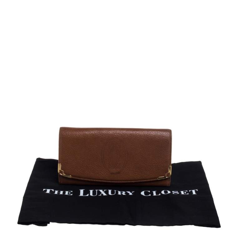 مملوكة مسبقًا Cartier Brown Leather Marcello de Cartier Flap Wallet