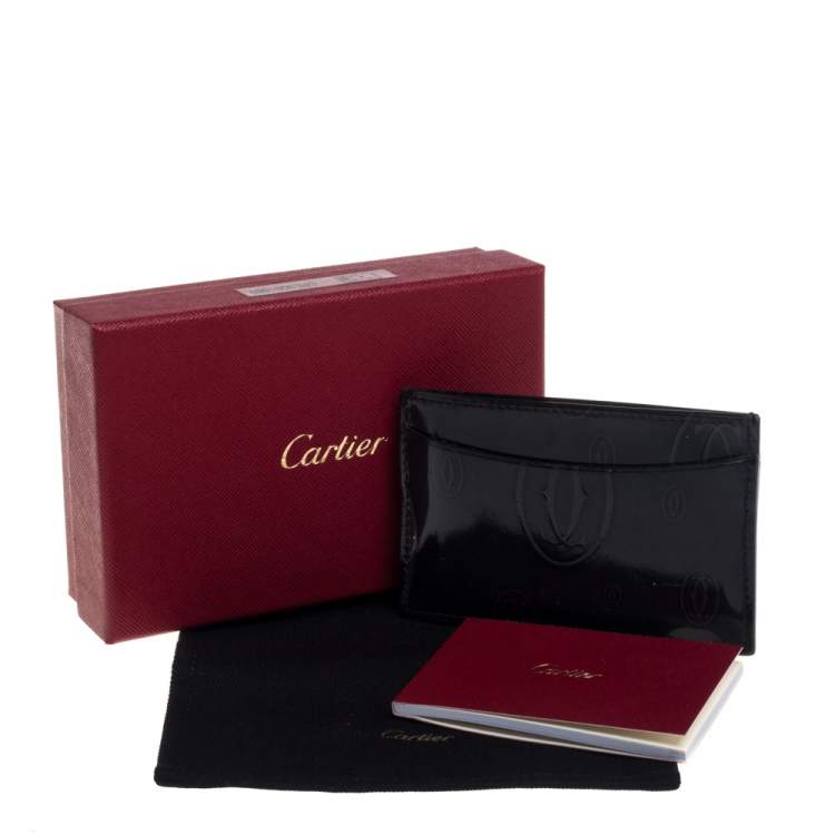 Pre Owned Cartier Dark Grey Patent Leather Happy Birthday Card Holder