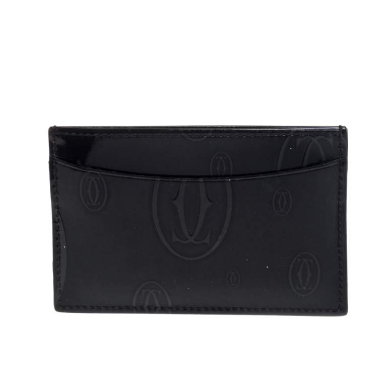 Pre Owned Cartier Dark Grey Patent Leather Happy Birthday Card Holder