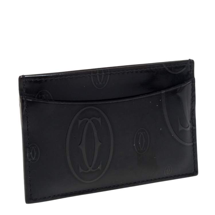 Pre Owned Cartier Dark Grey Patent Leather Happy Birthday Card Holder