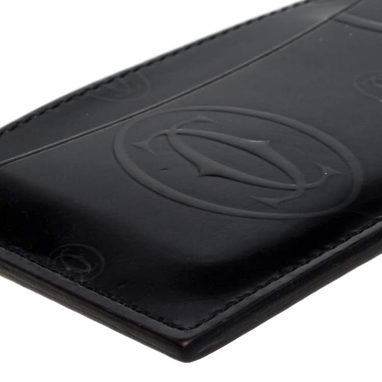 Pre Owned Cartier Dark Grey Patent Leather Happy Birthday Card Holder