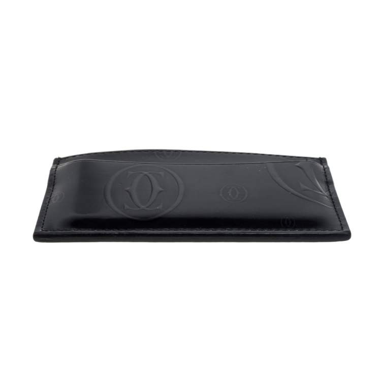 Pre Owned Cartier Dark Grey Patent Leather Happy Birthday Card Holder