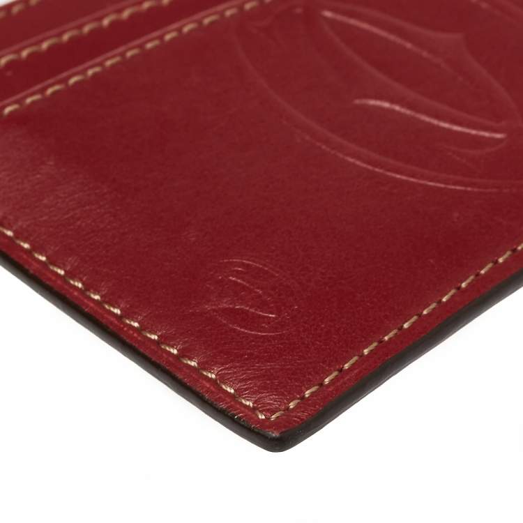 Pre Owned Cartier Red Leather Card Holder