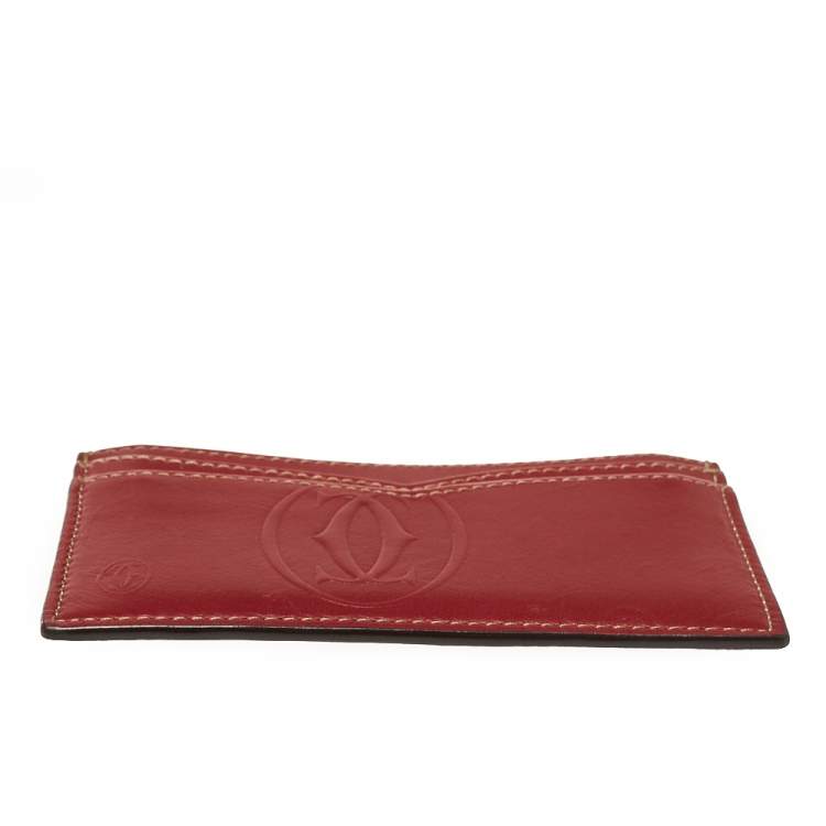Pre Owned Cartier Red Leather Card Holder