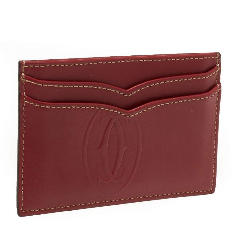 Pre Owned Cartier Red Leather Card Holder