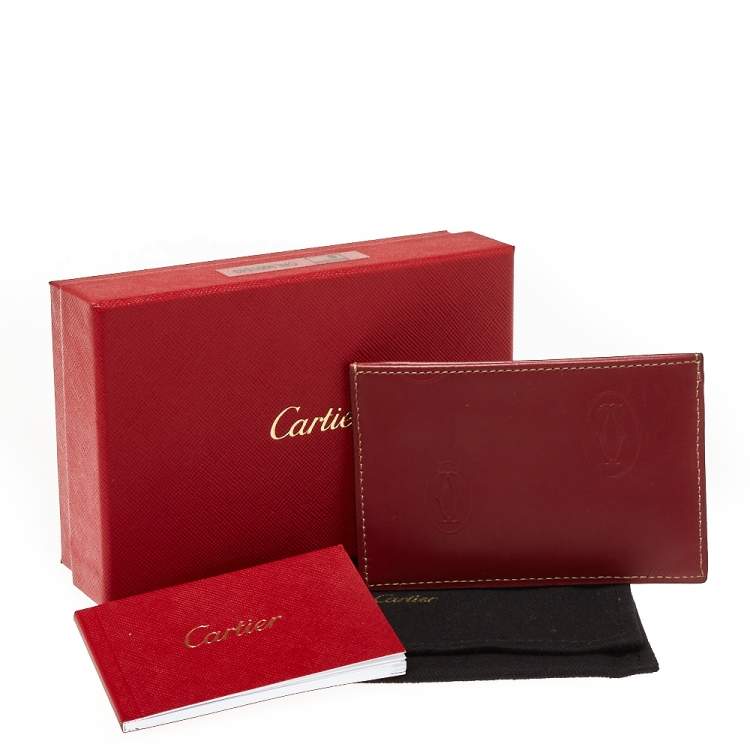 Pre Owned Cartier Red Leather Card Holder
