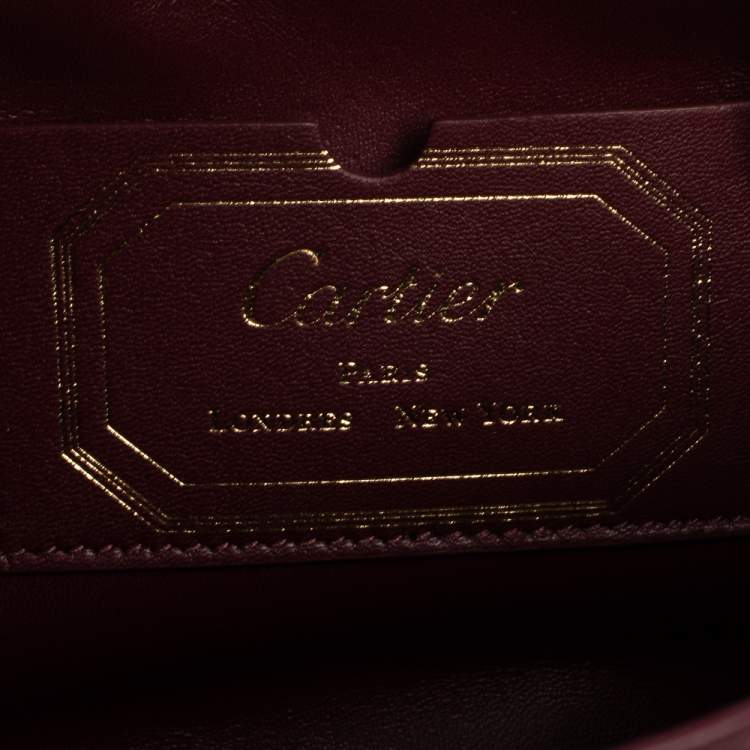 Pre Owned Cartier Burgundy Leather Medium Must de Cartier Flap Bag
