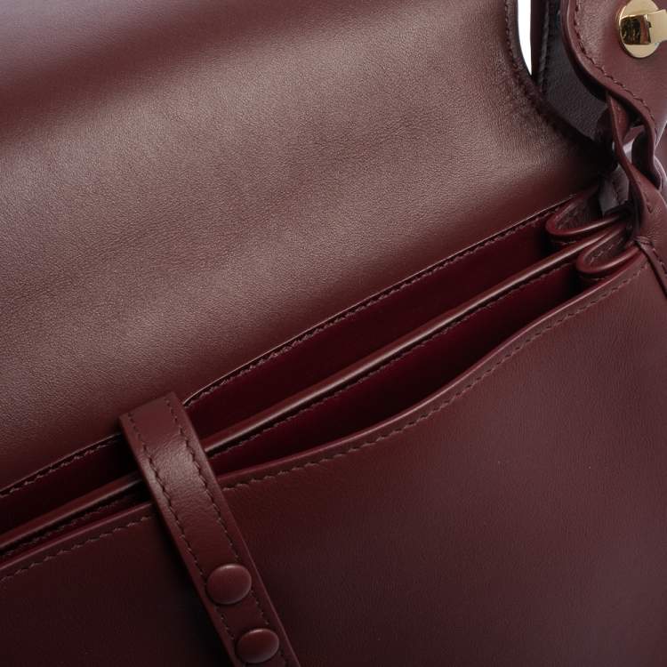 Pre Owned Cartier Burgundy Leather Medium Must de Cartier Flap Bag