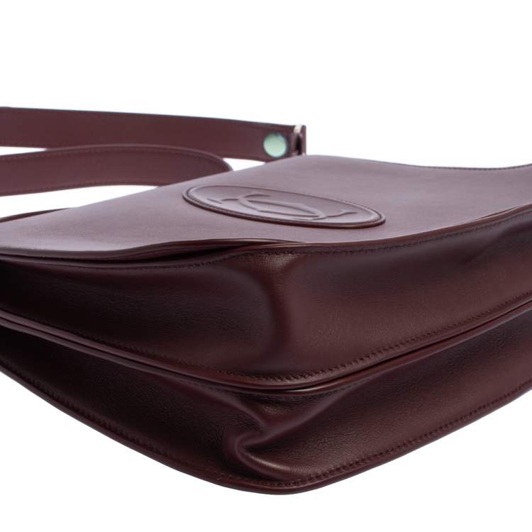 Pre Owned Cartier Burgundy Leather Medium Must de Cartier Flap Bag