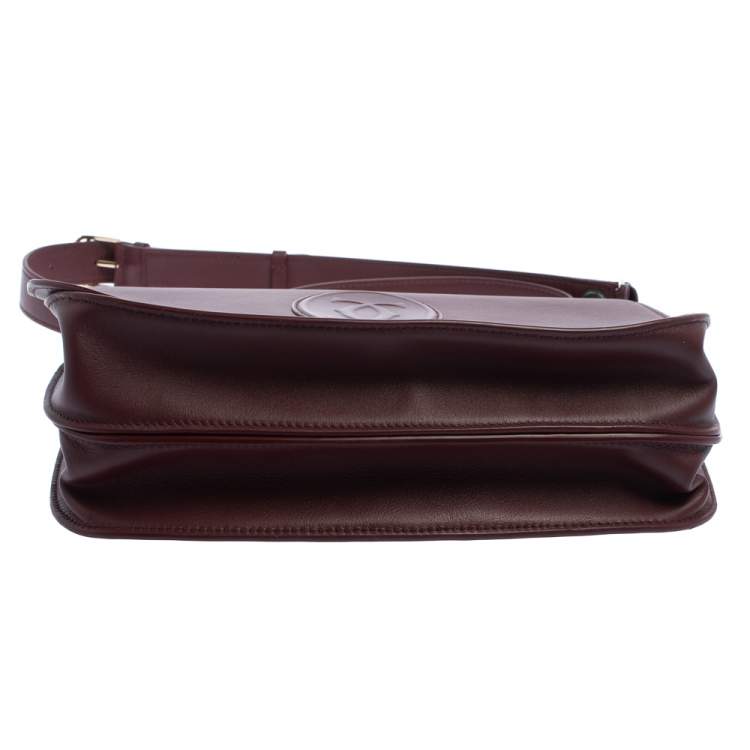 Pre Owned Cartier Burgundy Leather Medium Must de Cartier Flap Bag