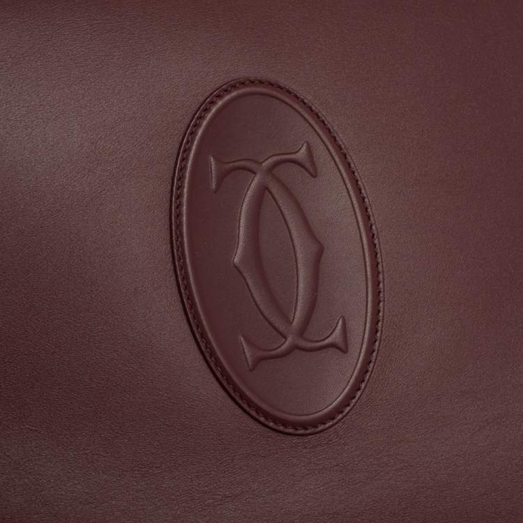 Pre Owned Cartier Burgundy Leather Medium Must de Cartier Flap Bag