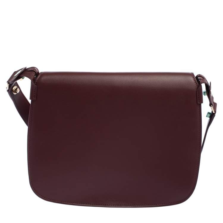 Pre Owned Cartier Burgundy Leather Medium Must de Cartier Flap Bag