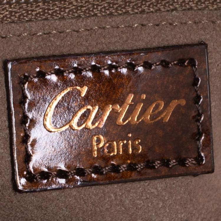 مملوكة مسبقًا Cartier Brown Shine Leather Cabochon Flap Satchel
