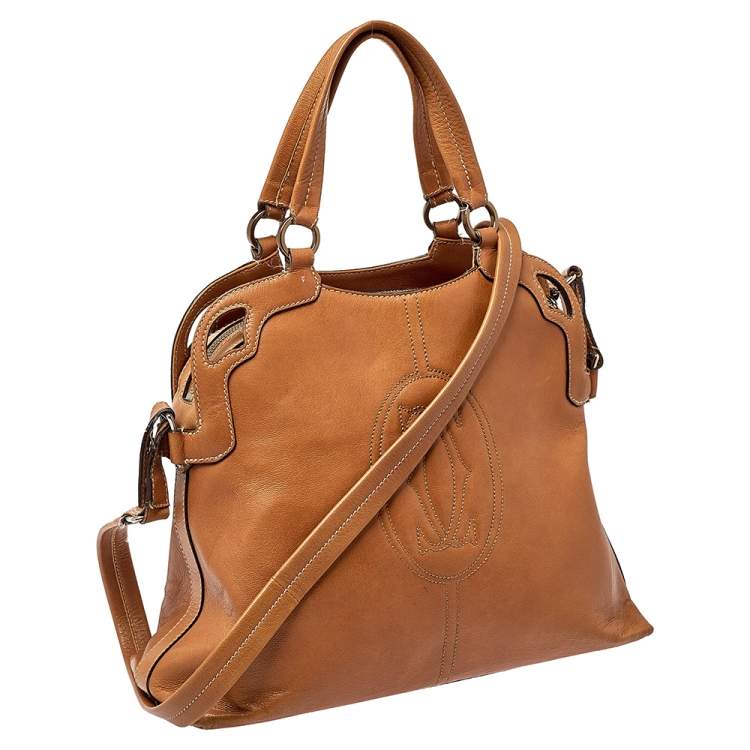 Pre Owned Cartier Brown Leather Marcello de Cartier Satchel