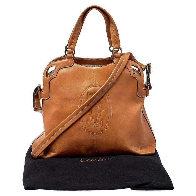 Pre Owned Cartier Brown Leather Marcello de Cartier Satchel
