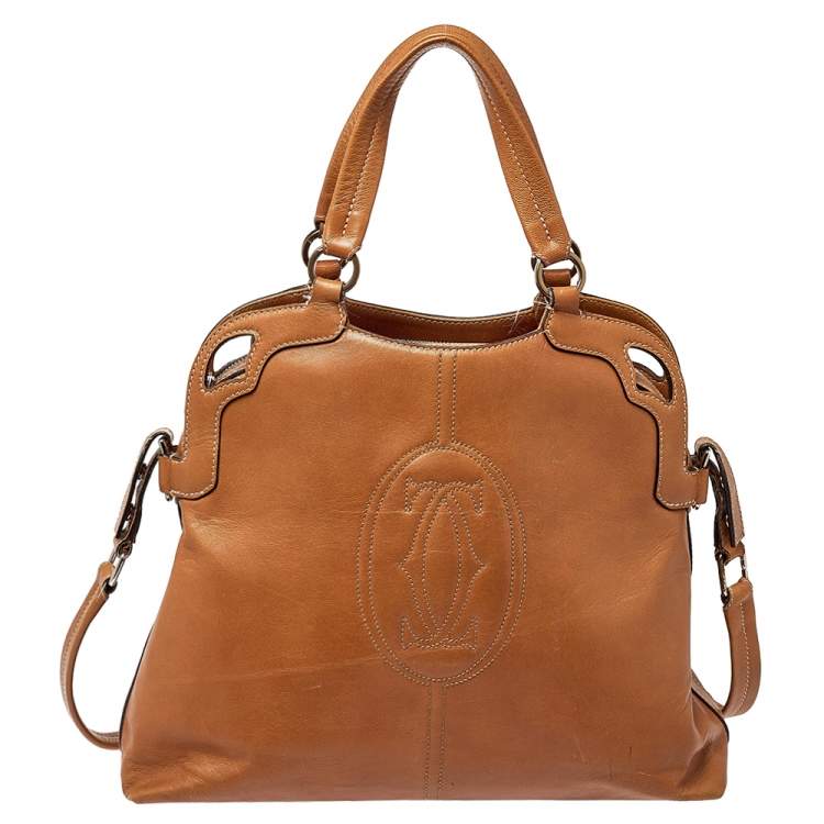 Pre Owned Cartier Brown Leather Marcello de Cartier Satchel
