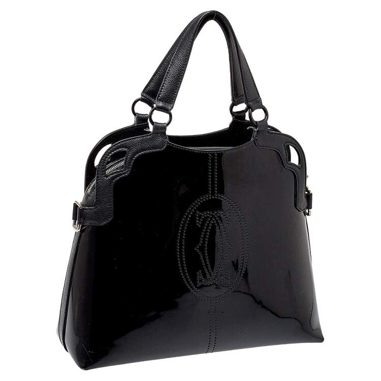 مملوكة مسبقًا Cartier Black Patent Leather Marcello de Cartier Satchel