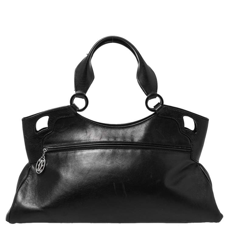 Pre Owned Cartier Black Leather Marcello De Cartier Bag