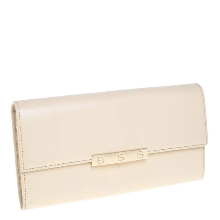 Pre Owned Cartier Cream White Leather Love Continental Wallet