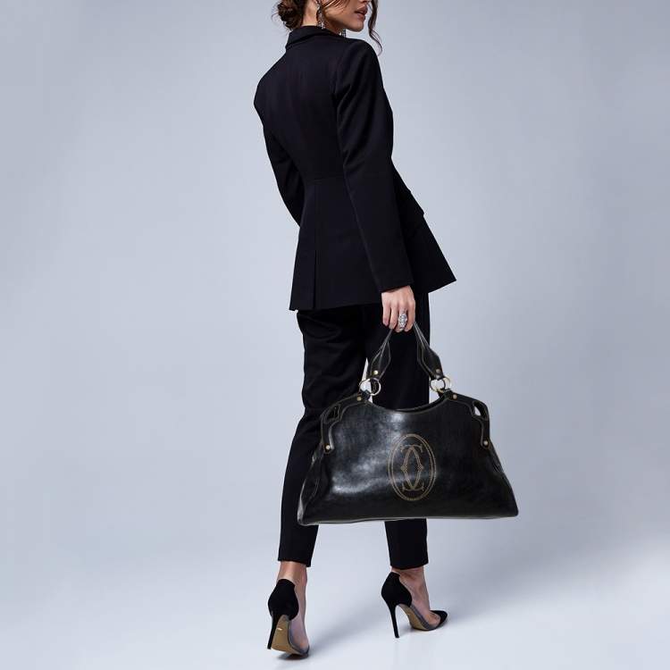 مملوكة مسبقًا Cartier Black Leather "Marcello de Cartier" Shoulder Bag