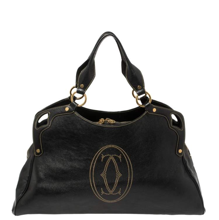 مملوكة مسبقًا Cartier Black Leather "Marcello de Cartier" Shoulder Bag