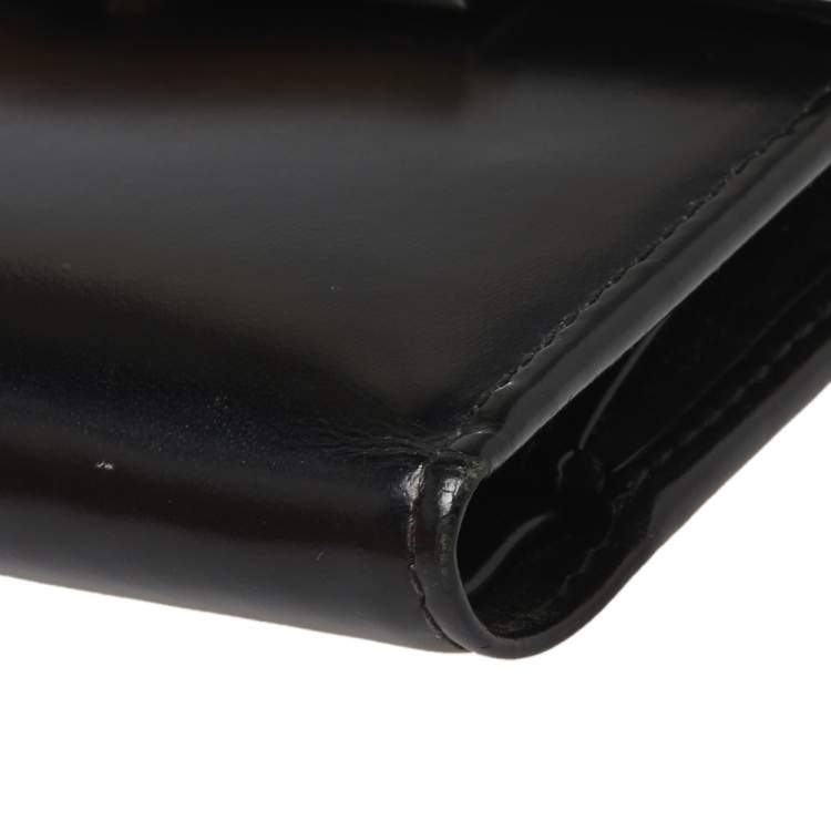 Pre Owned Cartier Black Leather Trifold Compact Wallet