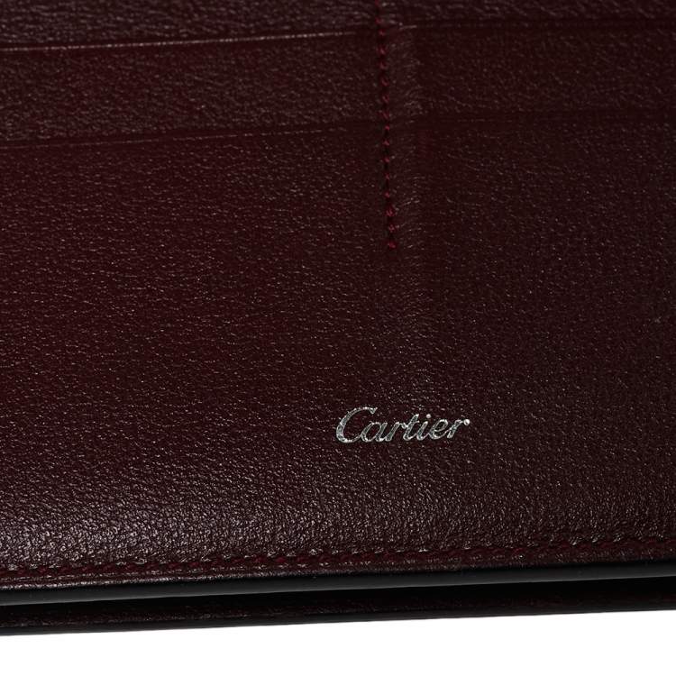 Pre Owned Cartier Black Leather Must De Cartier Zipped International Wallet
