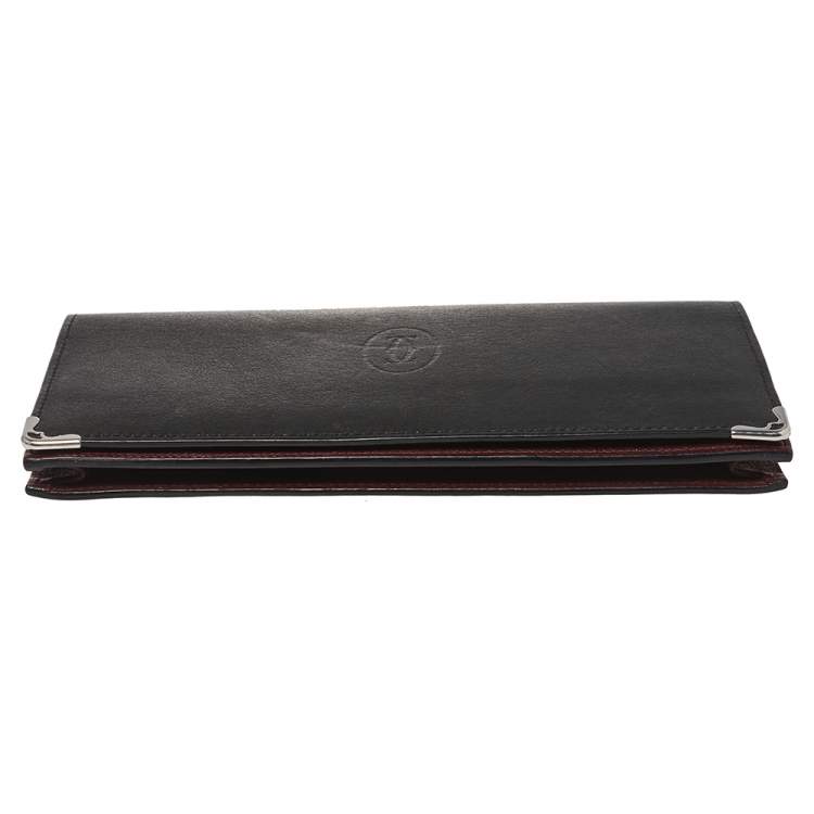 Pre Owned Cartier Black Leather Must De Cartier Zipped International Wallet