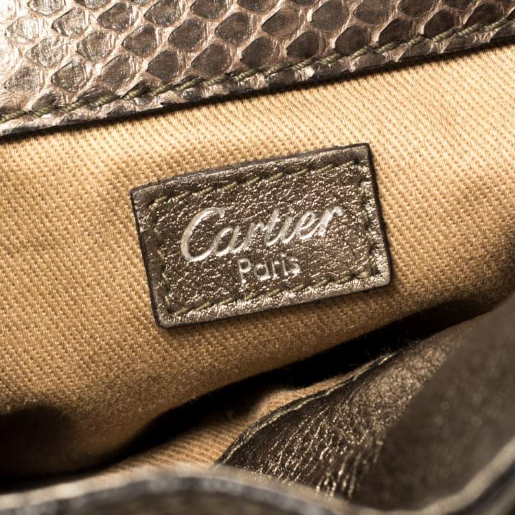 Pre Owned Cartier Metallic Leather and Python Marcello de Cartier Top Handle Bag