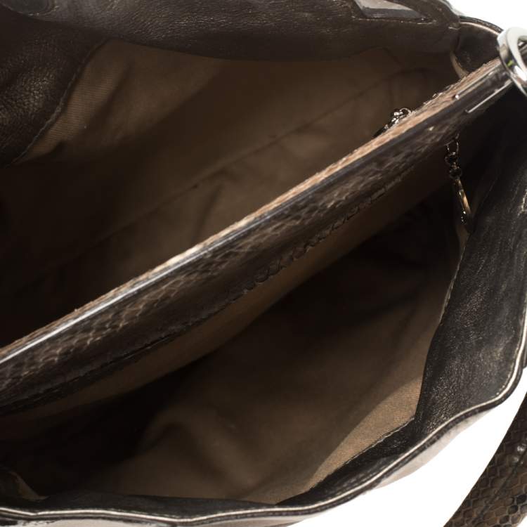 Pre Owned Cartier Metallic Leather and Python Marcello de Cartier Top Handle Bag