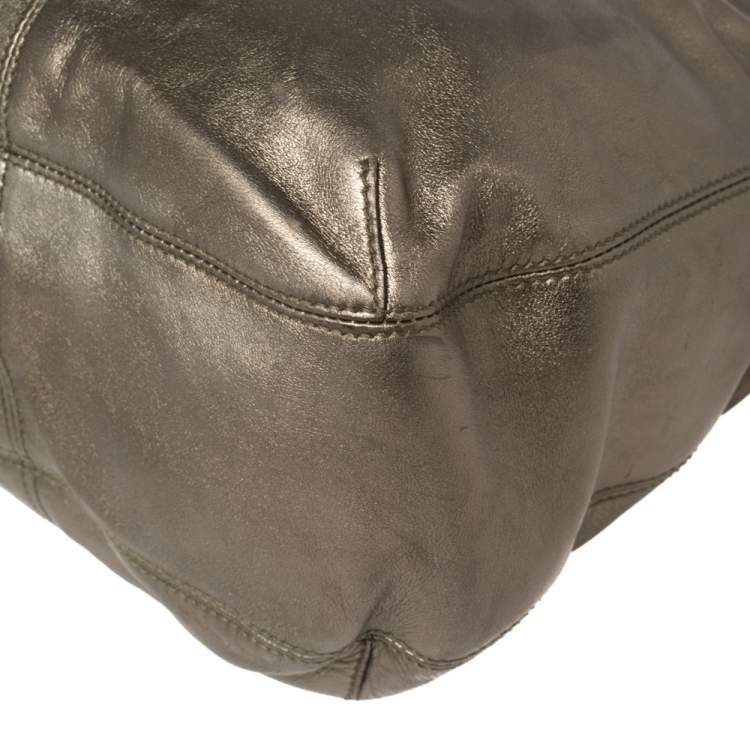 Pre Owned Cartier Metallic Leather and Python Marcello de Cartier Top Handle Bag