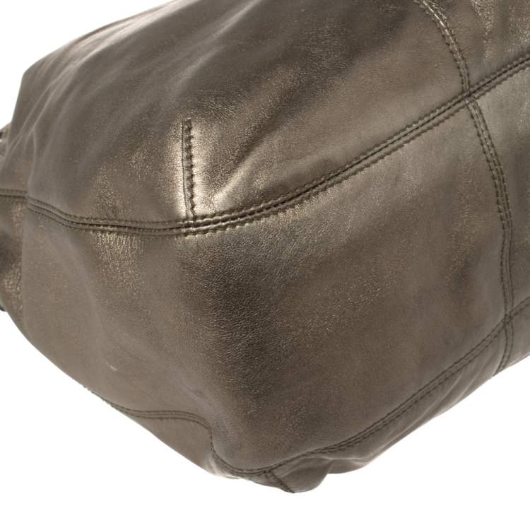 Pre Owned Cartier Metallic Leather and Python Marcello de Cartier Top Handle Bag