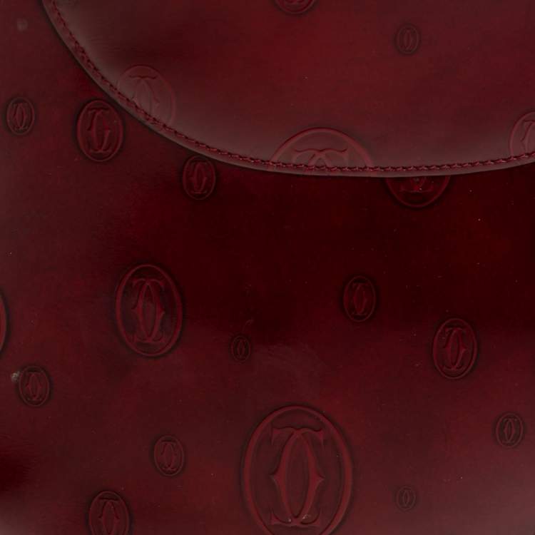 Pre Owned Cartier Burgundy Patent Leather Happy Birthday Hobo