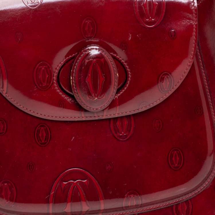 Pre Owned Cartier Burgundy Patent Leather Happy Birthday Hobo