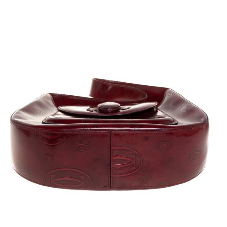Pre Owned Cartier Burgundy Patent Leather Happy Birthday Hobo