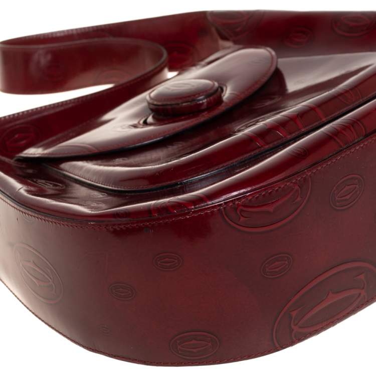 Pre Owned Cartier Burgundy Patent Leather Happy Birthday Hobo