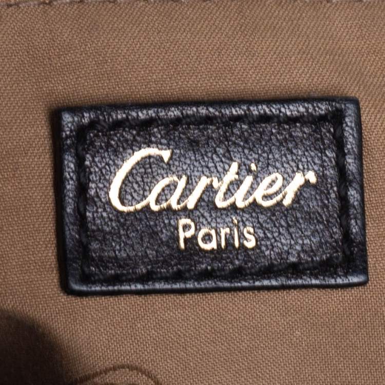 Pre Owned Cartier Beige/Black Zebra Print Pony Hair Leather Marcello de Cartier Satchel