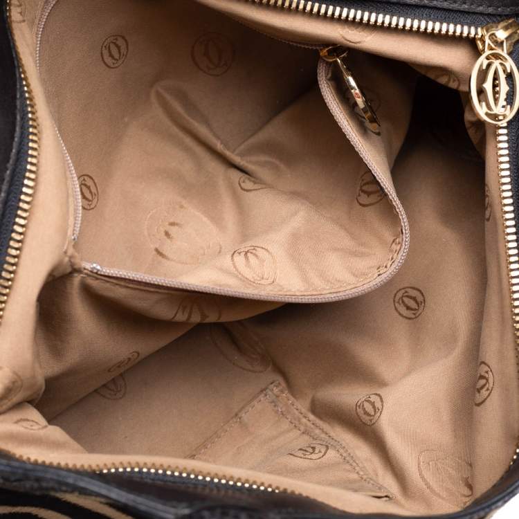 Pre Owned Cartier Beige/Black Zebra Print Pony Hair Leather Marcello de Cartier Satchel