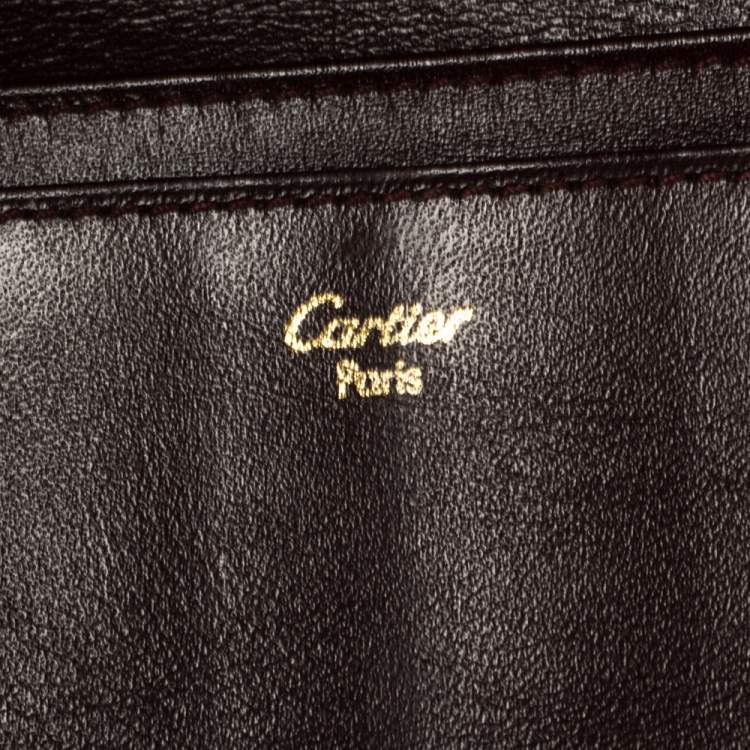 Pre Owned Cartier Burgundy Leather Must de Cartier Bifold Long Wallet