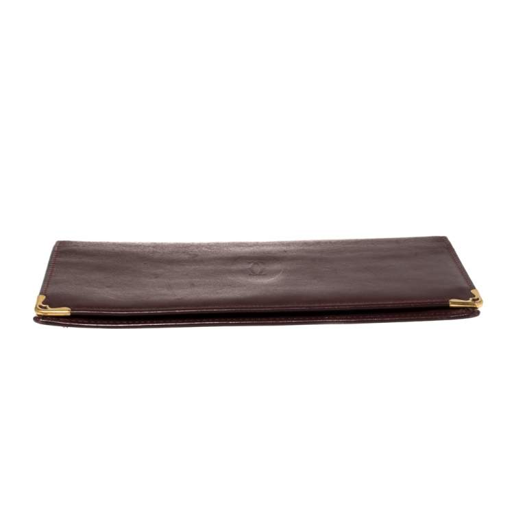 Pre Owned Cartier Burgundy Leather Must de Cartier Bifold Long Wallet