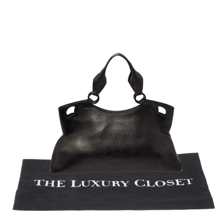 Pre Owned Cartier Black Leather Marcello De Cartier Bag