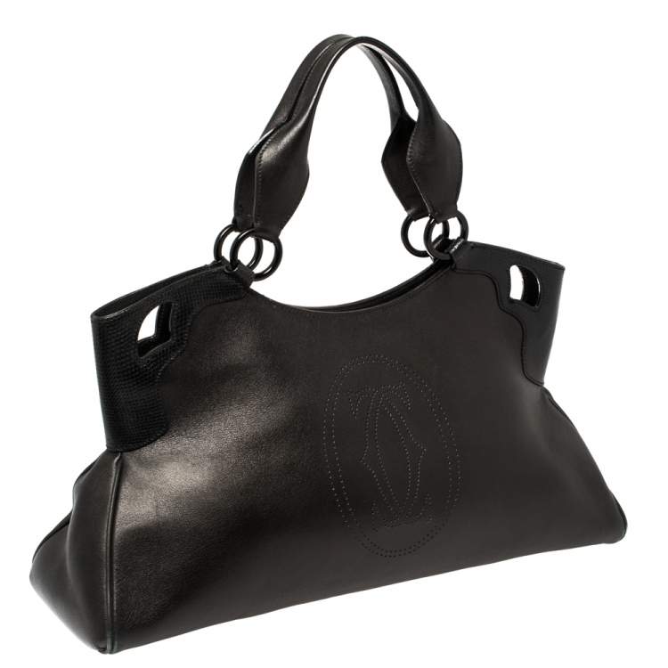 Pre Owned Cartier Black Leather Marcello De Cartier Bag