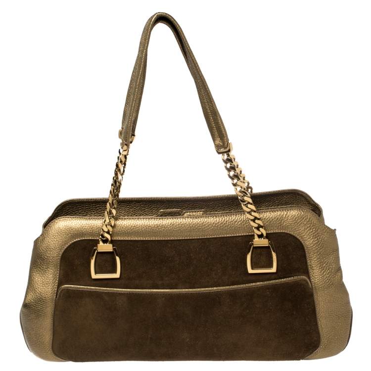 Pre Owned Cartier Gold Suede and Leather La Dona Shoulder Bag