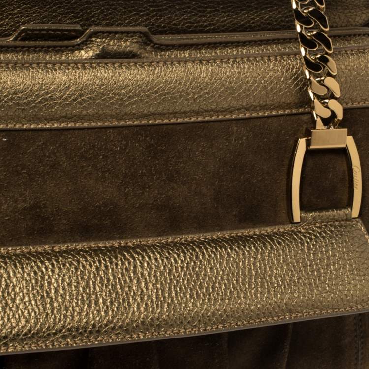 Pre Owned Cartier Gold Suede and Leather La Dona Shoulder Bag