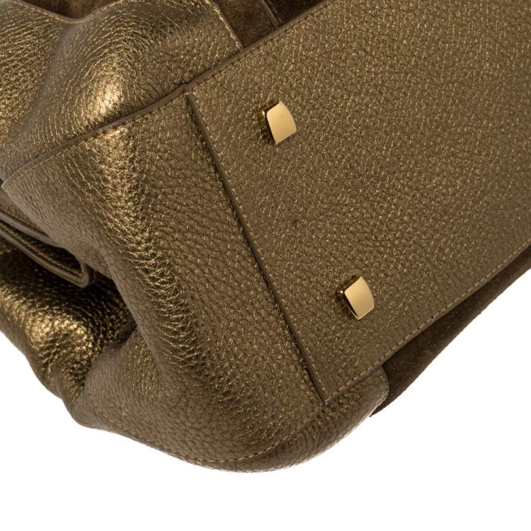 Pre Owned Cartier Gold Suede and Leather La Dona Shoulder Bag