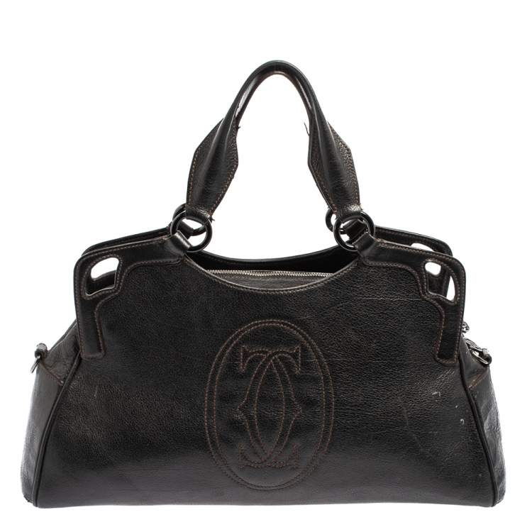 Pre Owned Cartier Black Leather Marcello De Cartier Bag