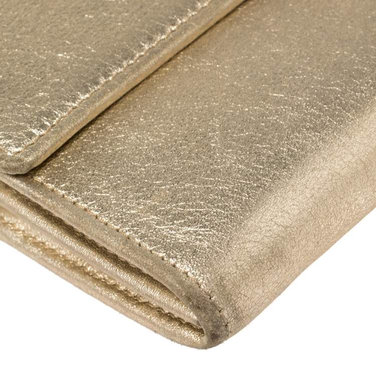 Pre Owned Cartier Metallic Gold Leather Love Continental Wallet