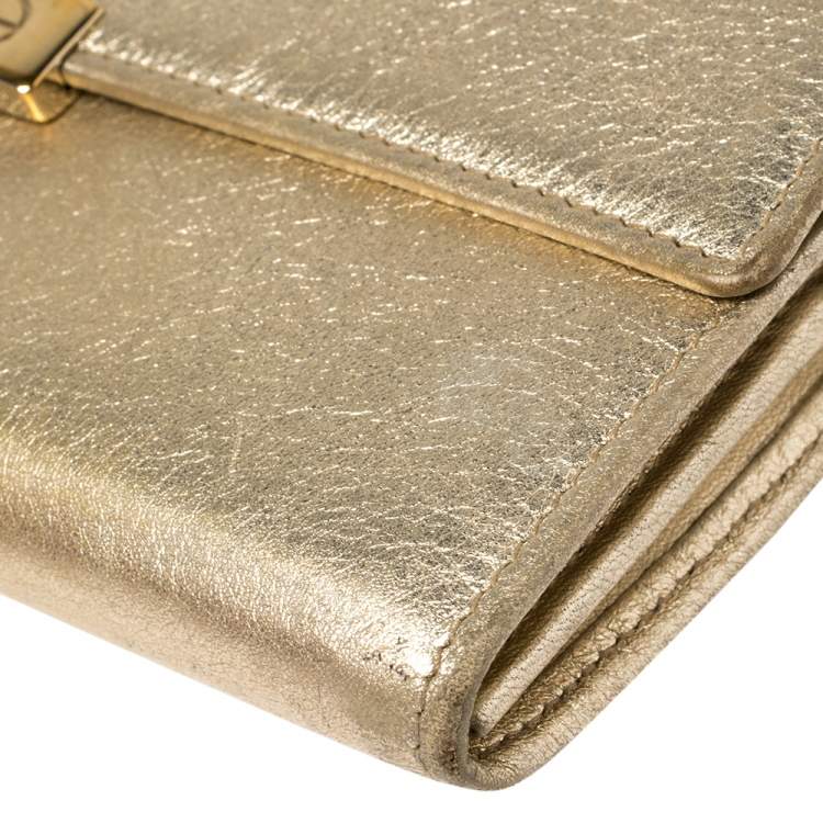 Pre Owned Cartier Metallic Gold Leather Love Continental Wallet