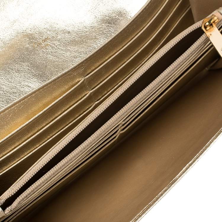 Pre Owned Cartier Metallic Gold Leather Love Continental Wallet